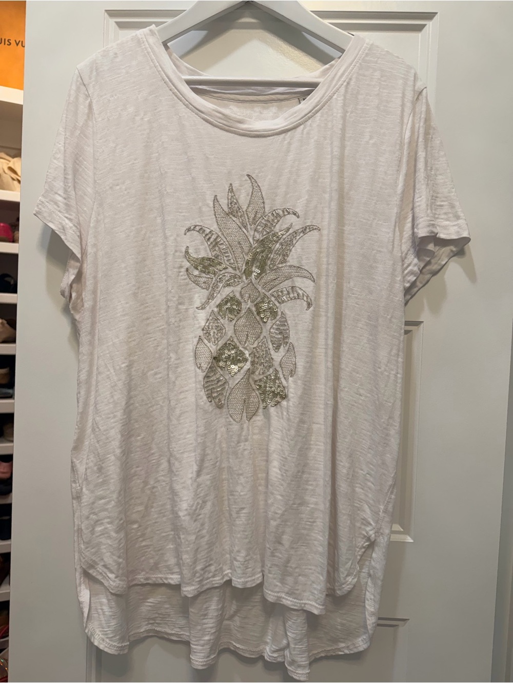 Tommy Bahama White Short-Sleeve Pineapple Sequin Tee